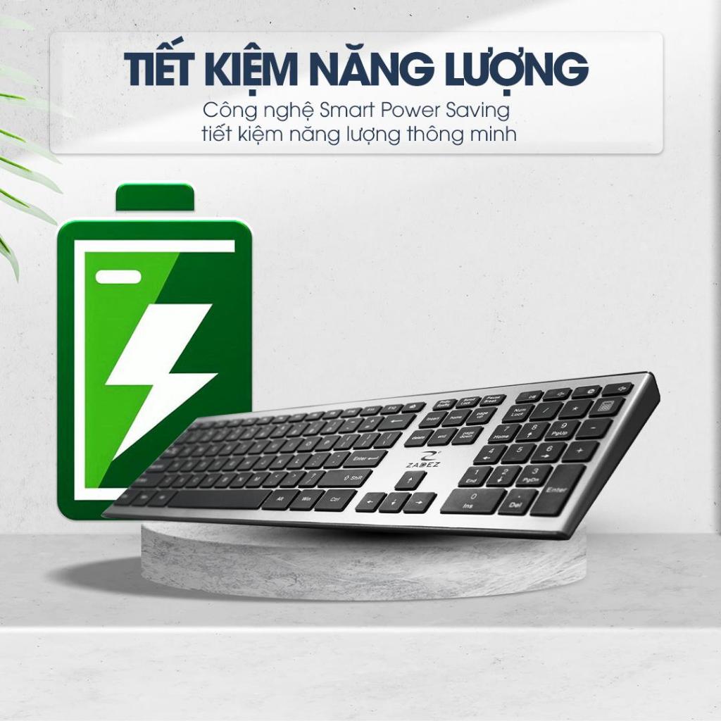 Combo Bàn Phím Chuột Không Dây ZADEZ ZMK-530G – Silent 104 Phím, Phím Tách Rời Chiclet, 1200 DPI