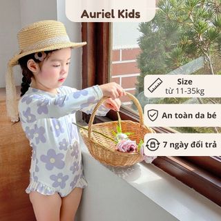 [ TẶNG KÈM MŨ] Đồ Bơi Cho Bé Gái, Sét Đồ Bơi Cho Bé Gái Dài Tay Kèm Mũ Chất Liệu Co Giãn