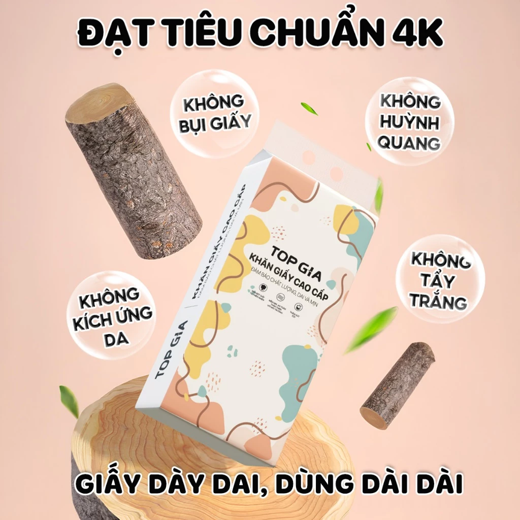 Giấy vệ sinh treo tường TopGia thùng 6 bịch đa sắc treo đa năng từ bột gỗ nguyên chất, 1280 tờ 4 lớp