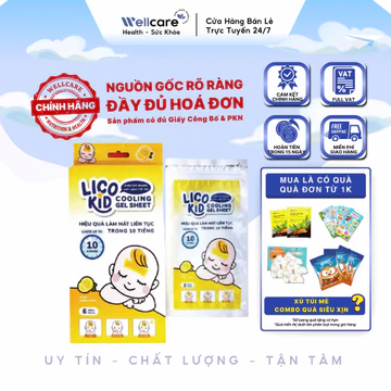 [✨CHÍNH HÃNG] Miếng Dán Hạ Sốt Lico Kid Hương Chanh 6 miếng - Giúp Hạ Sốt, Giảm Đau, Làm Mát Cơ Thể