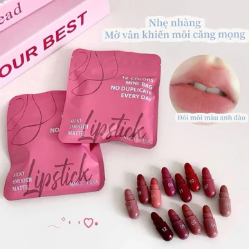 [Set 12 màu] Son mini hình viên nang – Son lì mịn môi, nhiều tông dễ dùng mâuc mới cao cấp