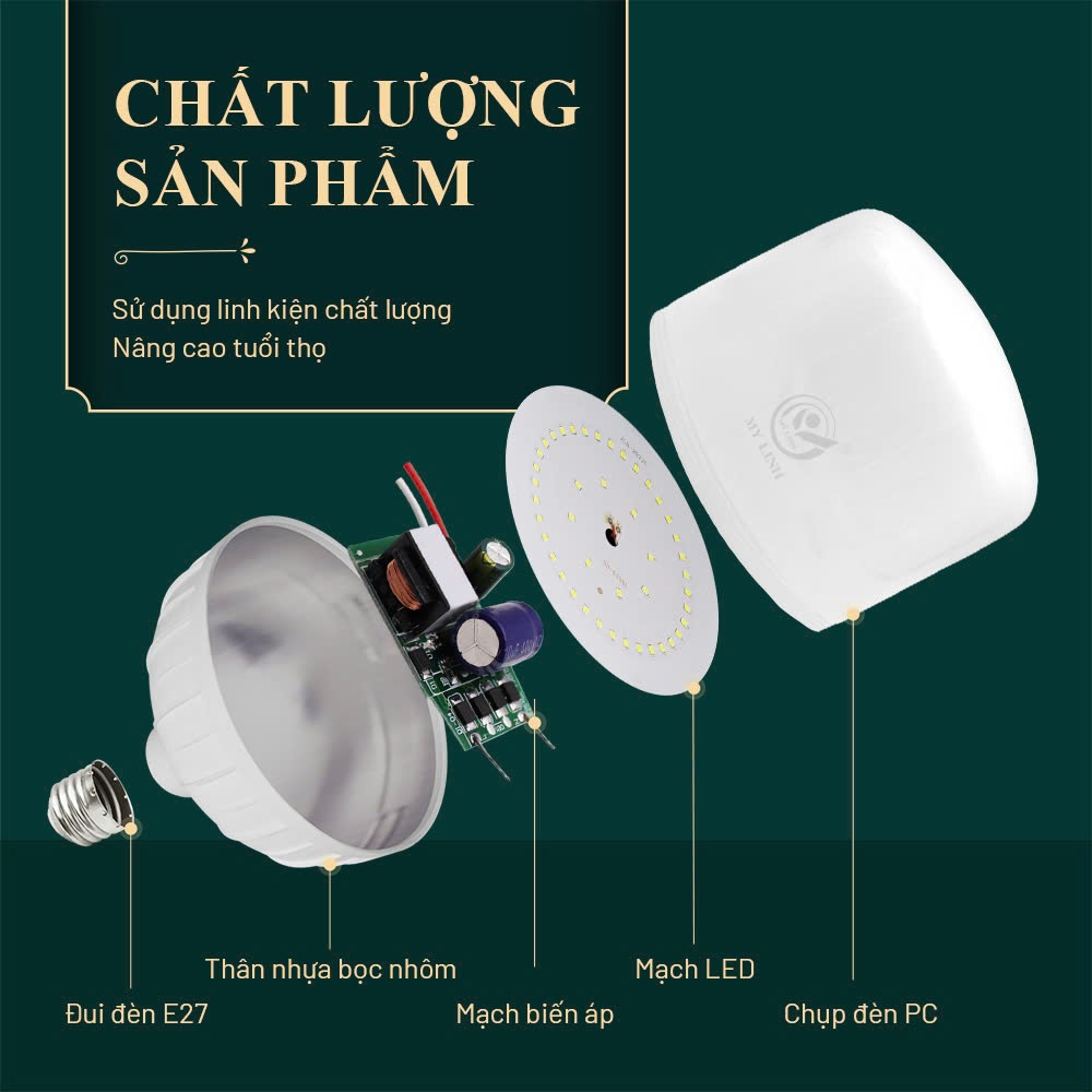 Bóng đèn LED trụ Mỹ Linh TT0001-15W loại bóng đơn dùng trong nhà hoạt động bằng điện 220V L1