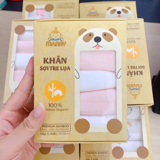 Hộp 5, 6 khăn sữa sợi tre Emma kids, Manny kích thước 30x30cm