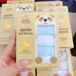Hộp 5, 6 khăn sữa sợi tre Emma kids, Manny kích thước 30x30cm