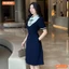 Đầm thiết kế BEMINE cổ sen phối viền gợn sống dáng chữ A phù hợp đi làm-MT11113