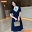 Đầm thiết kế BEMINE cổ sen phối viền gợn sống dáng chữ A phù hợp đi làm-MT11113