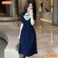 Đầm thiết kế BEMINE cổ sen phối viền gợn sống dáng chữ A phù hợp đi làm-MT11113