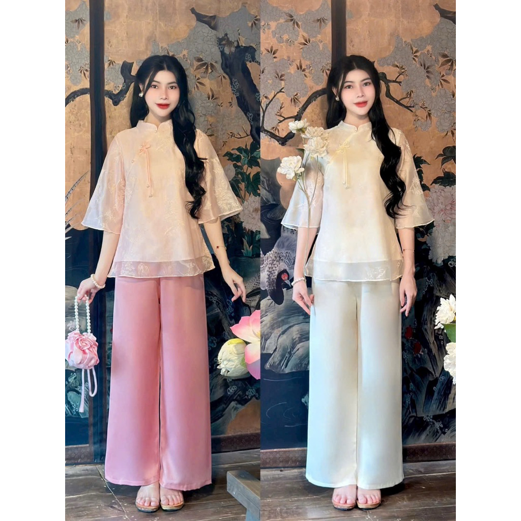 (Đồ Lam Cao Cấp Loại 1) Hàng thiết kế cao cấp Đồ Lam Phật Tử Vải Tơ Nơ Ngọc hoạ tiết | Đồ Lam An Nhiên