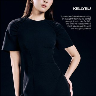 [KELLYBUI] Váy bút chì vai bồng công sở nữ thanh lịch chất liệu thô sang trọng.