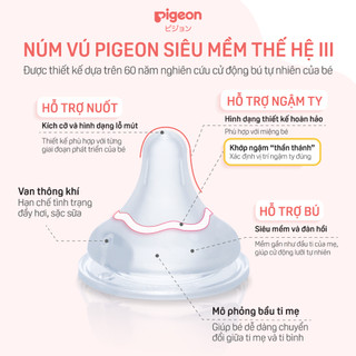 Núm ty Pigeon siêu mềm Plus thế hệ III phiên bản Nhật (2 cái/hộp) - Mua 2 Giảm 35%