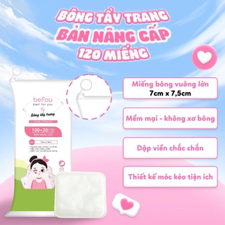 Bông Tẩy Trang Cotton Vuông Size To Befou 120 Miếng