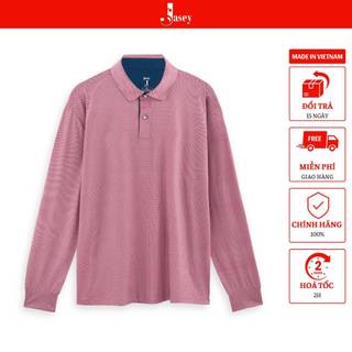Áo polo nam  dài tay JASEY, áo dài tay dáng suông màu đỏ mã 1114