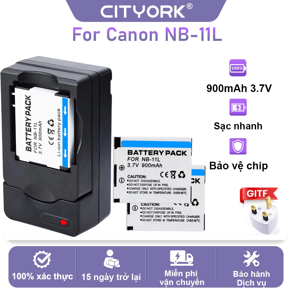 CITYORK Bộ pin Canon NB-11L 900mAh+Hộp sạc Cho Máy Ảnh IXUS 240 245 ...