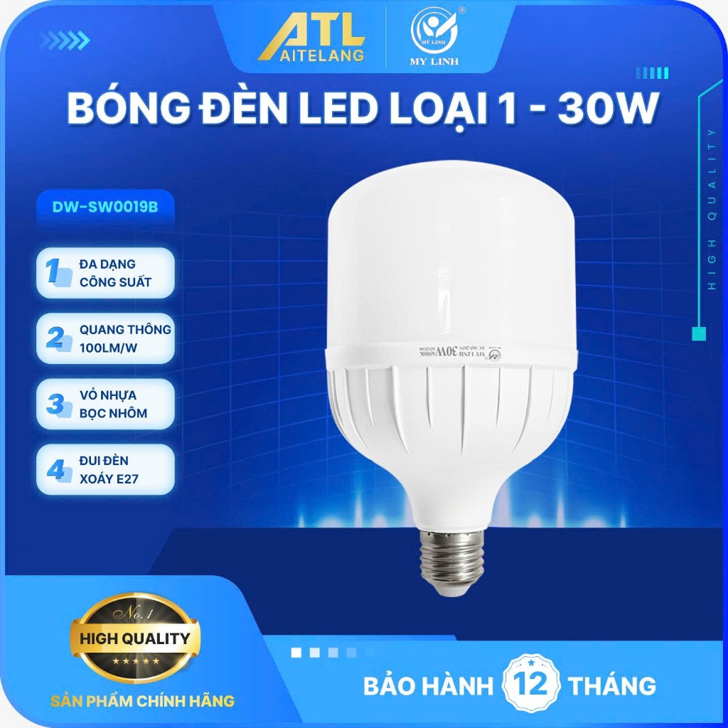 Bóng đèn LED trụ Mỹ Linh TT0001-30W loại bóng đơn dùng trong nhà hoạt động bằng điện 220V L1