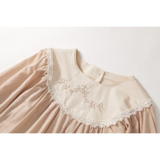 Váy Dài Tay Cho Bé Thiết Kế Basic,Váy Cho Bé Gái Họa Tiết Thêu Hoa Dễ Thương Chất Liệu Cotton Mềm