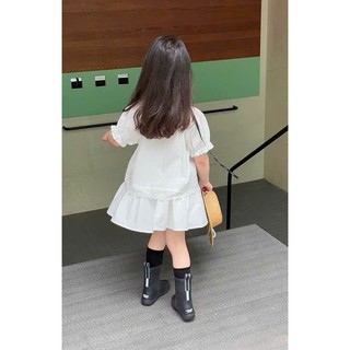 [B&G] Sét váy áo somi bèo nhúng trắng tay phồng tiểu thư cho bé gái từ 10-45kg(2-12 tuổi)