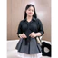Set Áo Sơ Mi Công Sở Bigsize Size 50-95kg Thiết Kế Thanh Lịch Mix Chân Váy Xòe Ren Mềm Lưng Cao SET973