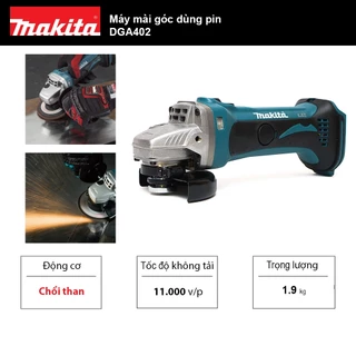 Máy mài góc dùng pin 18V Makita DGA402 - DGA402Z - DGA402RME | Makita Việt Nam