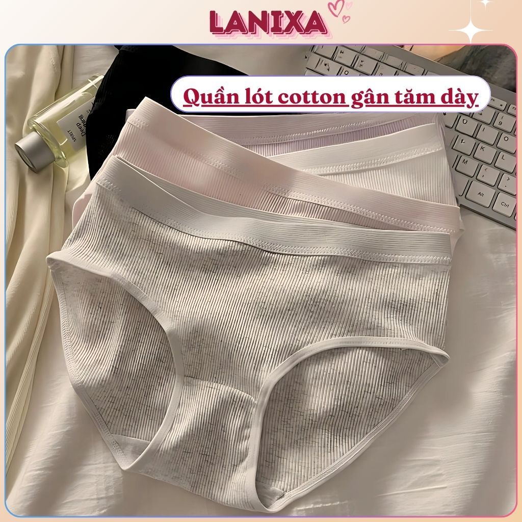 Quần lót nữ cotton gân tăm cạp vừa tôn dáng quyến rũ gợi cảm kiểu dáng basic trẻ trung LANIXA L2416