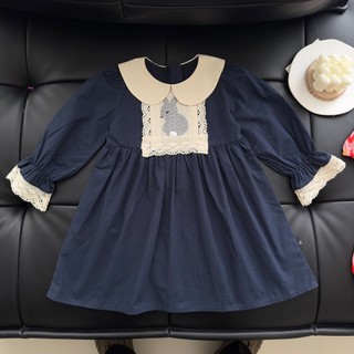 Váy Cho Bé Gái, Váy Cho Bé Thiết Kế Thêu Hình Thỏ Đáng Yêu Phối Ren Tiểu Thư Chất Liệu Cotton Mềm