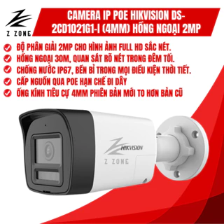 Camera IP thân trụ POE Hikvision DS-2CD1021G1-I (4MM) hồng ngoại 2MP
