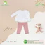 AMI0422 - Bộ Thu Đông Bé Gái Anminaza Vải Cotton Dệt Tăm Phối Bèo Nhún Điệu Đà