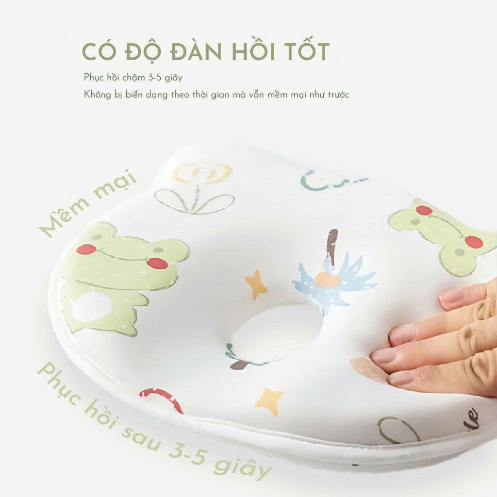 Gối định hình đầu sơ sinh cao su non thoáng khí gối cho bé chống bẹp đầu hiệu quả MB09