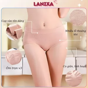 Quần lót nữ cotton kháng khuẩn có lỗ thông hơi mềm mại thoáng mát lưng cao LANIXA L011