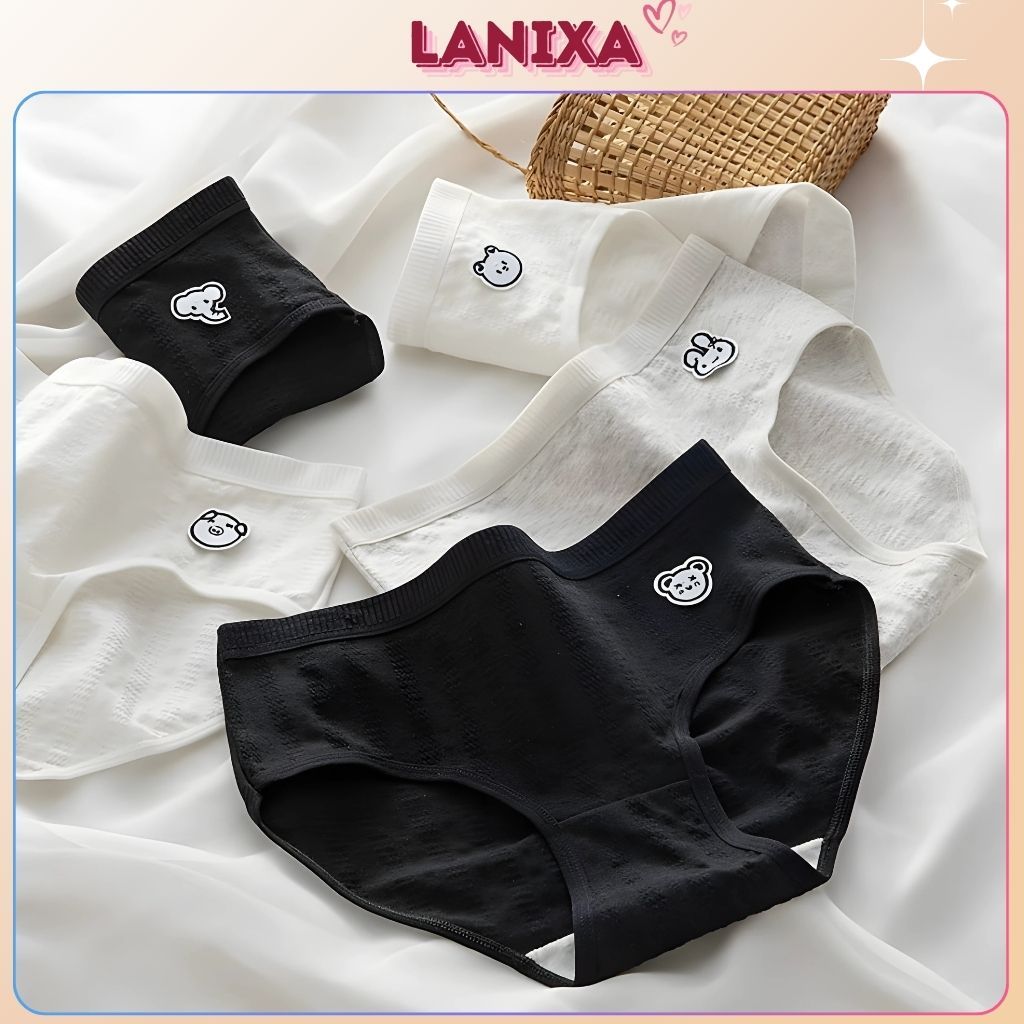 Quần lót nữ cotton cao cấp kháng khuẩn khử mùi cạp vừa tôn dáng họa tiết cute dễ thương LANIXA LA68