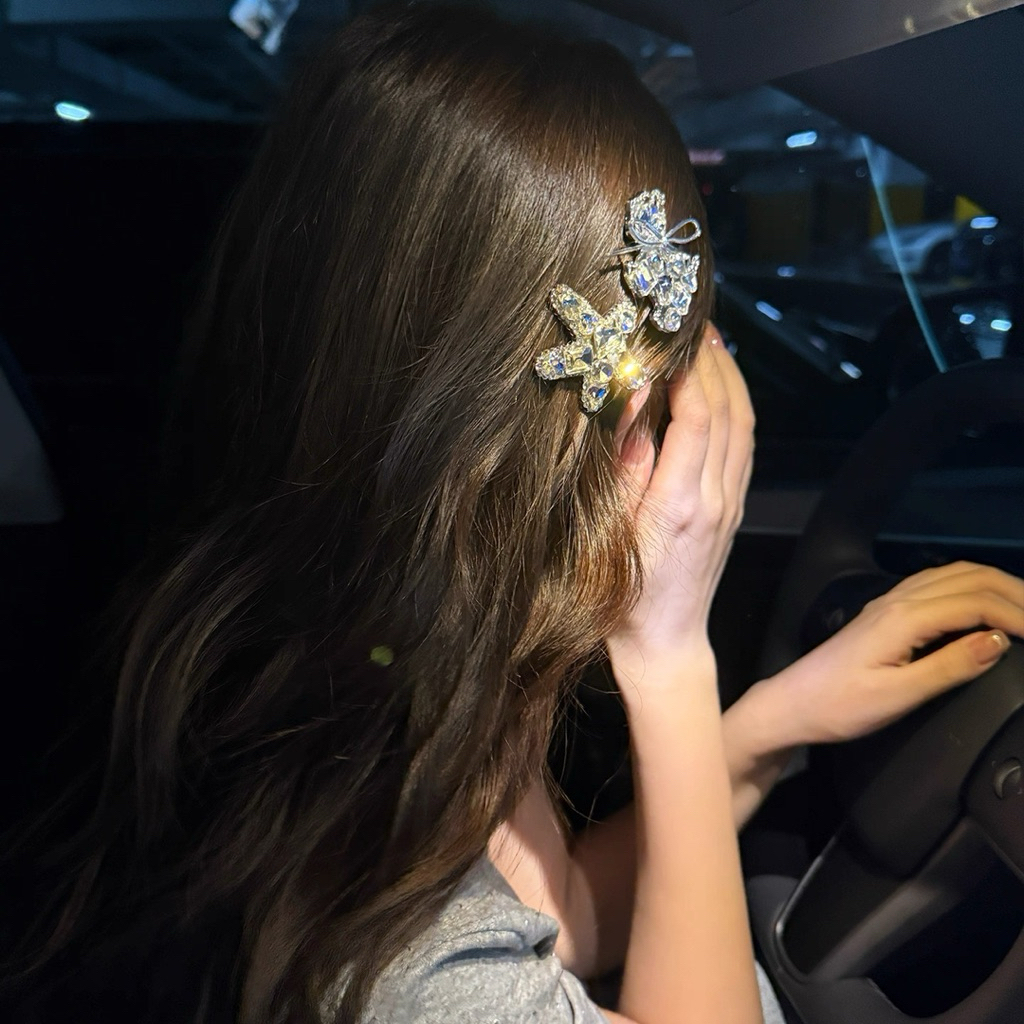Kẹp Tóc Mái Nữ Kim Cương Phát Sáng LINITA QUEMEO Kẹp Tóc Sang Chảnh Cao Cấp