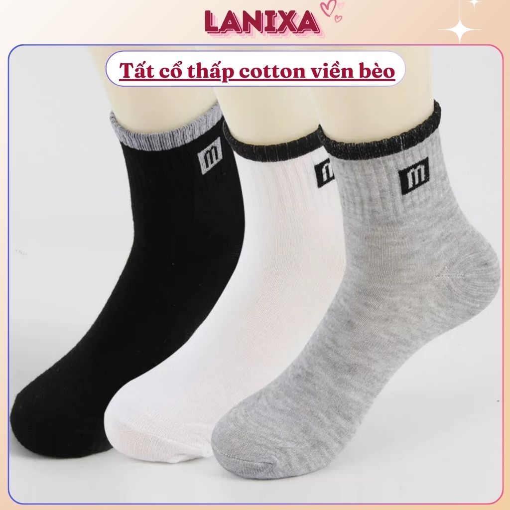 Vớ nam cổ trung cao cấp chống hôi chân cotton thấm hút mồ hôi thoáng mát mềm mịn LANIXA T3480