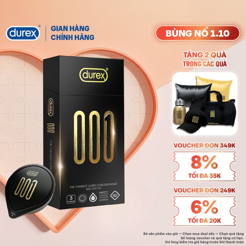 Bao Cao Su Durex 001 Siêu Mỏng, Hộp 3 Bao, Mới Ra Mắt | Shopee Việt Nam