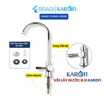 Vòi Máy Lọc Nước Karofi Inox 304, Vòi Cổ Ngỗng Cắm Nhanh Đầy Đủ Phụ Kiện Dùng Cho Máy Lọc Nước RO