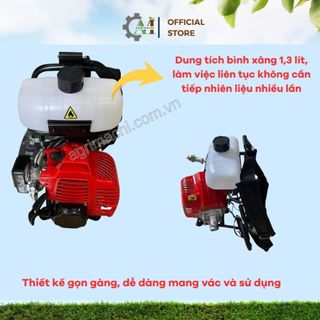 Máy cắt cỏ đeo lưng, balo  BG430T, động cơ 2 thì dung tích 43cc, 1,25kw, bình xăng lớn_ Agrimachi