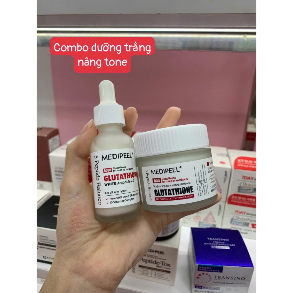 B Serum + Kem dng trng da Medi-Peel Glutathione 600 Hn Quc Tinh cht  lm sng da nga thm nm, cng bng t nhin | Shopee Vit Nam