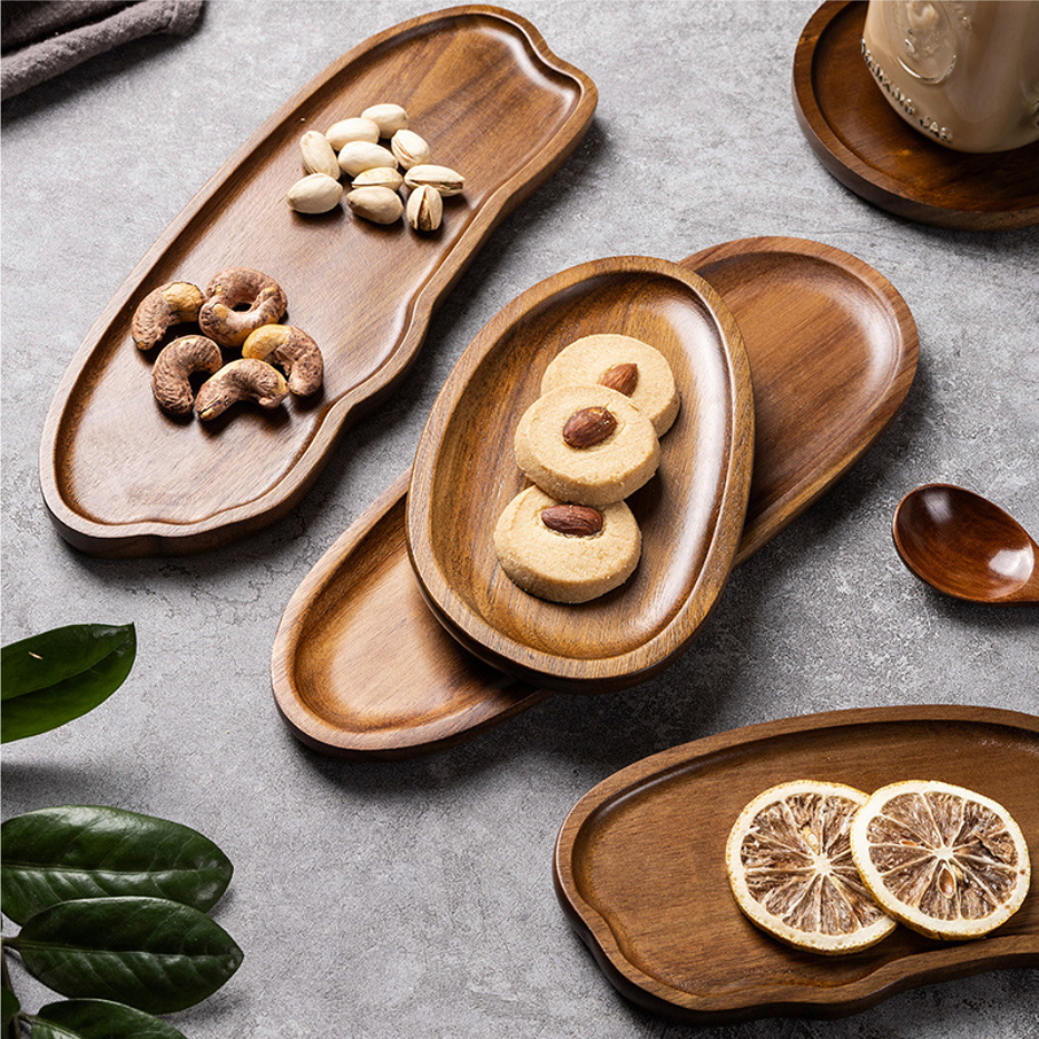 Khay Gỗ Keo Màu Đậm Óc Chó Sang Trọng Dùng Để Ăn Uống Decor Phù Hợp Cho Nhà Hàng, Cafe vv...
