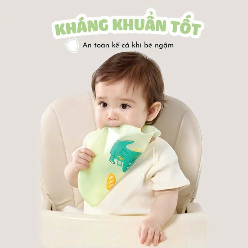 Yếm ăn dặm silicone mềm nhẹ cho bé có máng hứng chống bẩn yếm cho bé 6 tháng đến 3 tuổi MB01