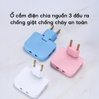 Ổ cắm chia điện 3 cổng xoay 180 độ công suất 2500W chống giật chống cháy an toàn tiện lợi