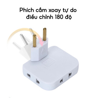 Ổ cắm chia điện 3 cổng xoay 180 độ công suất 2500W chống giật chống cháy an toàn tiện lợi