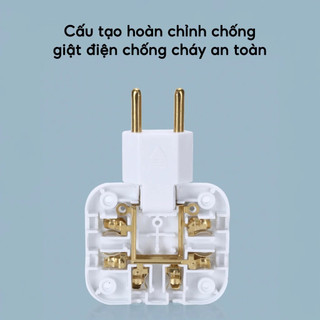 Ổ cắm chia điện 3 cổng xoay 180 độ công suất 2500W chống giật chống cháy an toàn tiện lợi