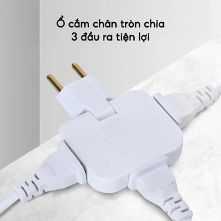 Ổ cắm chia điện 3 cổng xoay 180 độ công suất 2500W chống giật chống cháy an toàn tiện lợi
