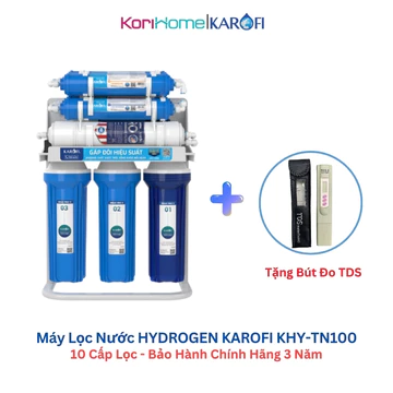 (Tặng TDS) Máy Lọc Nước HYDROGEN Karofi KHY-TN100 10 cấp lọc Bảo Hành 3 năm, Máy RO Karofi Để Gầm Uống trực tiếp nấu ăn
