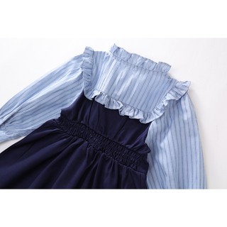 Váy Cho Bé Gái, Váy Sơ Mi Cho Bé Gái Thiết Kế Cổ Bèo Tặng Kèm Nơ Chất Liệu Cotton Mềm Mại