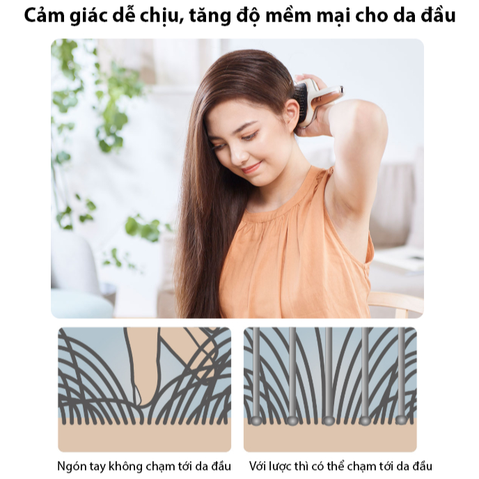 Lược Chải Tóc Với Công Nghệ Rung Động Âm Thanh Giúp Gỡ Rối - Răng Lược Phủ Bạch Kim Mang Lại Cảm Giác Mát Lạnh Dễ Chịu