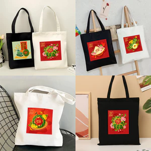 Túi tote có khóa kéo TẾT VIỆT - Túi vải canvas CHÚC MỪNG NĂM MỚI đi chơi tết đựng vừa A4 laptop 35x40cm tota0257