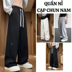 Quần Nỉ ống rộng FABUMAN Chất nỉ dày dặn cạp chun màu Xám/ Đen/ Trắng rộng ống 23-26cm SIZE M-2XL