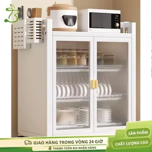 Tủ Đựng Bát Đĩa Kệ Đựng đậy Có Tủ & Ngăn Kéo 2/3 Tầng Thép Carbon Màu Đen,nước và chống bụi