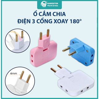 Ổ cắm chia điện 3 cổng xoay 180 độ công suất 2500W chống giật chống cháy an toàn tiện lợi