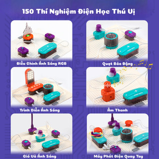 Bộ Thí Nghiệm Mạch Điện Vật Lý STEM-Bộ Đồ Chơi Lắp Ráp Khoa Học 40/70/100/150 Thí Nghiệm Cho Bé Phát Triển Trí Tuệ
