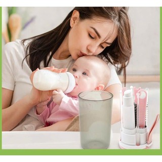 Bộ Cọ Rửa Bình Sữa Cho Bé Chất Liệu Silicon An Toàn, Tiện Lợi, Nhỏ Gọn Dễ Mang Theo